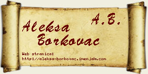 Aleksa Borkovac vizit kartica